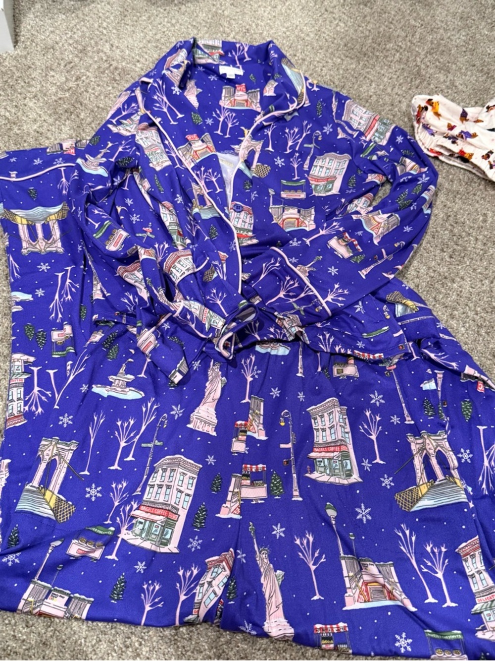 Beauty Sleep Social Purple Holiday City-Print Pajama Set
